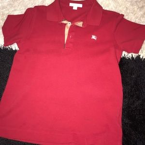 Kids red Burberry polo